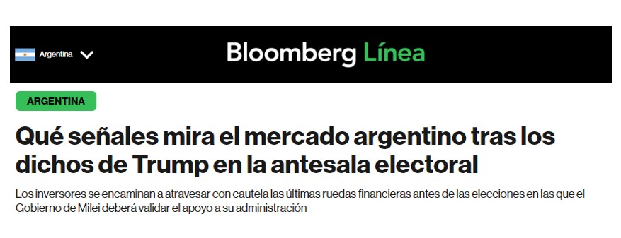 Que señales mira el mercado argentino tras los dichos de Trump en la antesala electorañ